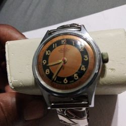 Vintage E X I M 1950 Military Self Wined Wrist Watch Swiss Used