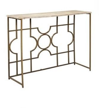 Ashley Roleson Console Table Entryway Table (Gold + Wood Top)