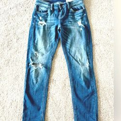 Cosmic Blue Love Distressed Denim Jeans Pants Women's Size 28
