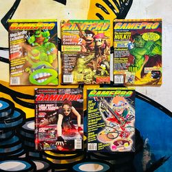 GamePro Magazine Lot Of 5, Vintage Retro, RARE With All Inserts GREAT Condition!