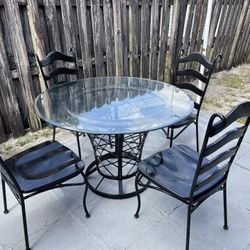 Dining Table 48”D X 30”H (Metal, Wood & Glass) Used Condition But Good. $70 Firm On Price