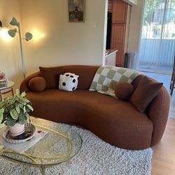 Fun Rust Orange Boucle Couch Sofa