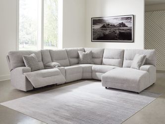Acklen Place Pewter 6-Piece Power Reclining Sectional w/Chaise (Online Special Price)