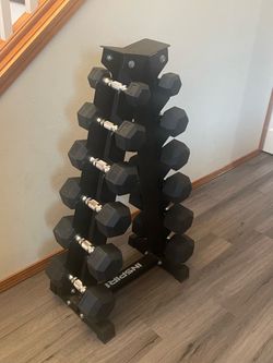 Inspire rubber dumbbells set with stand