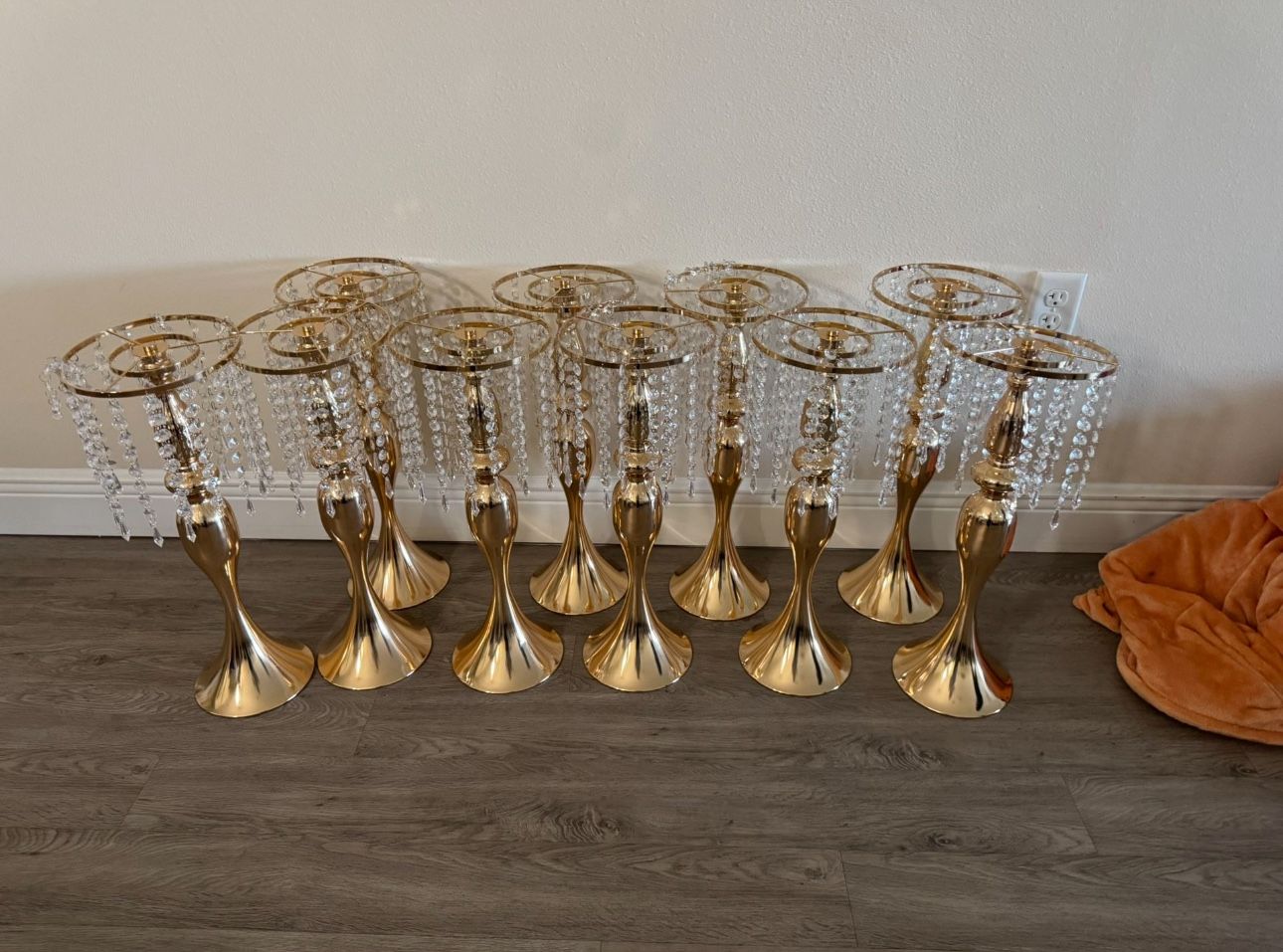 Gold Crystal Tall Center Pieces