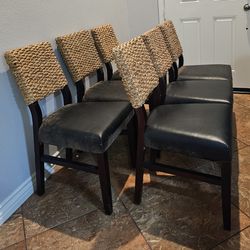 Set of 7 Woven Back Chairs