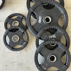 160 LBS Body Solid Rubber Coated Olympic Weight Plates 