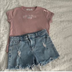 Abercrombie Kids Size 13/14  Shirt And Jean Shorts 