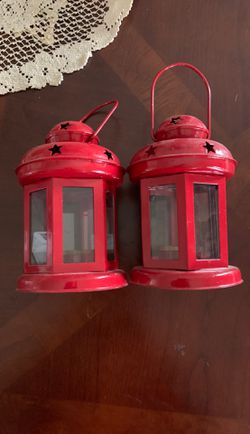 Two red Candle holders