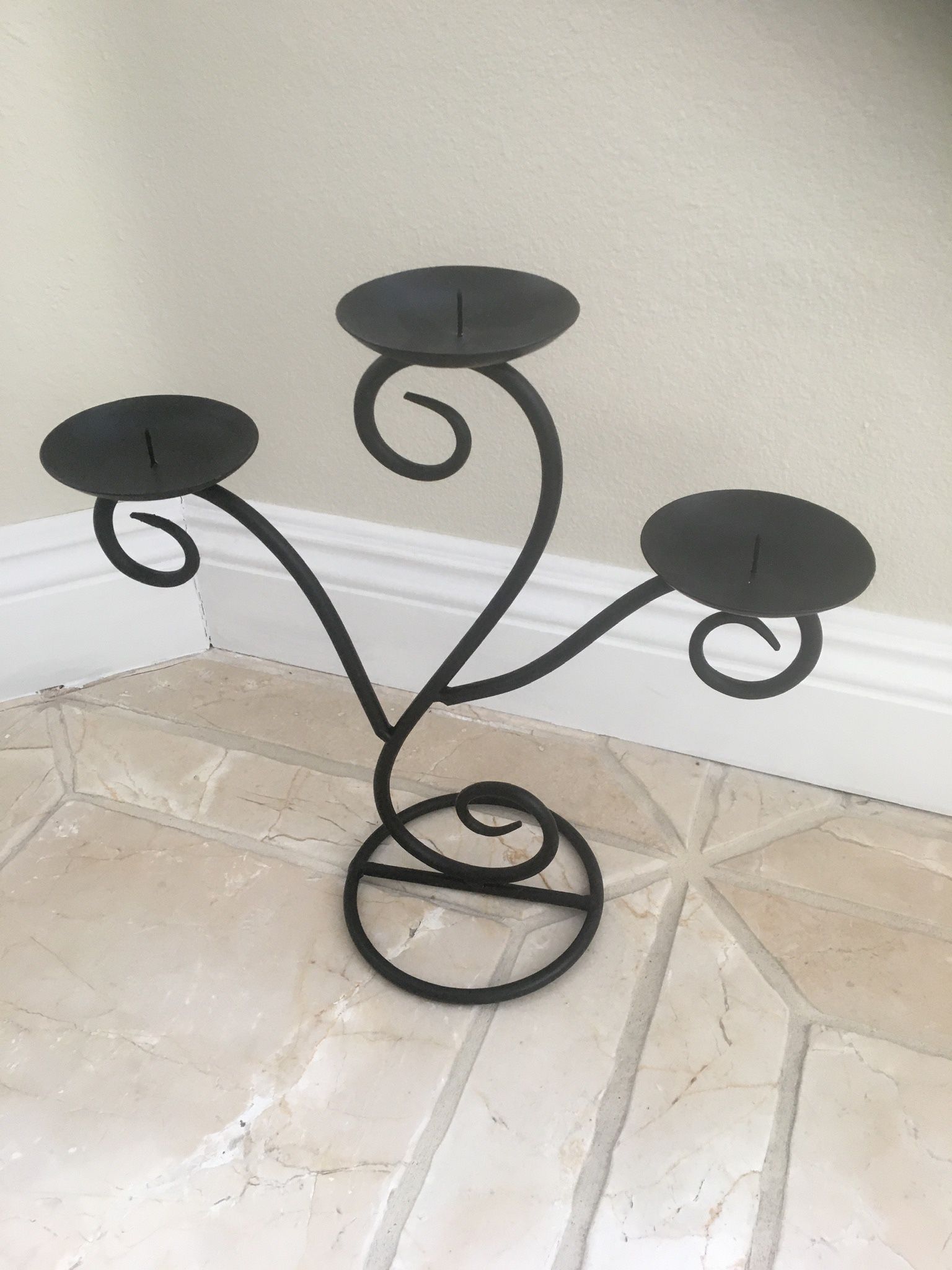 Large Natural wrought 13” Iron Pillar Candle Holders 