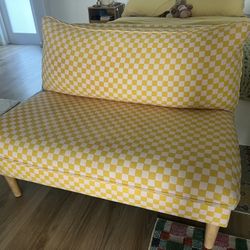 Yellow Checkered Two Seat Sofa 