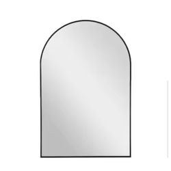 Dovelina 24-in x 36-in Framed Arch Bathroom Vanity Mirror ( Black )