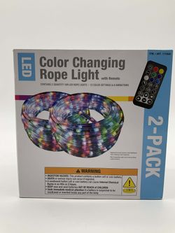 18ft LED Color Changing Rope Light with Remote, 2-pack 