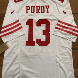 49ers Jersey White Red Super Bowl Patch Brock Purdy 13