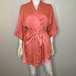 Victoria's Secret Coral Satin Robe Size S/M Y2K