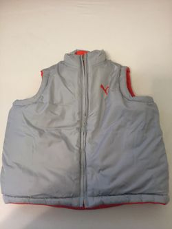 Puma reversible boys 12/24 Months vest. Gray on one side and orange on the other.
