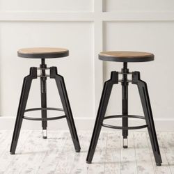 Adjustable wood barstool
