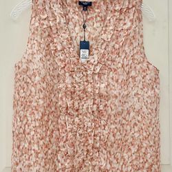 NWT Talbots 10P  Sleeveless Ruffled Silk Top