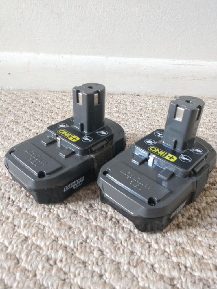 RYOBI original 18 Volt Lithium Batteries. Working. Price for both.