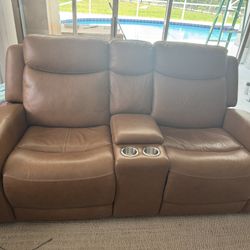 Davidson Leather Stationary Loveseat