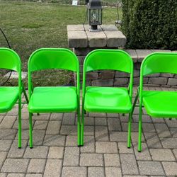 Mecoline Set of 4 Green Folding Metal Chairs  