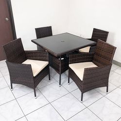 (New in Box) $250 (5pcs) Wicker Dining Set Patio, Outdoor Rattan Furniture