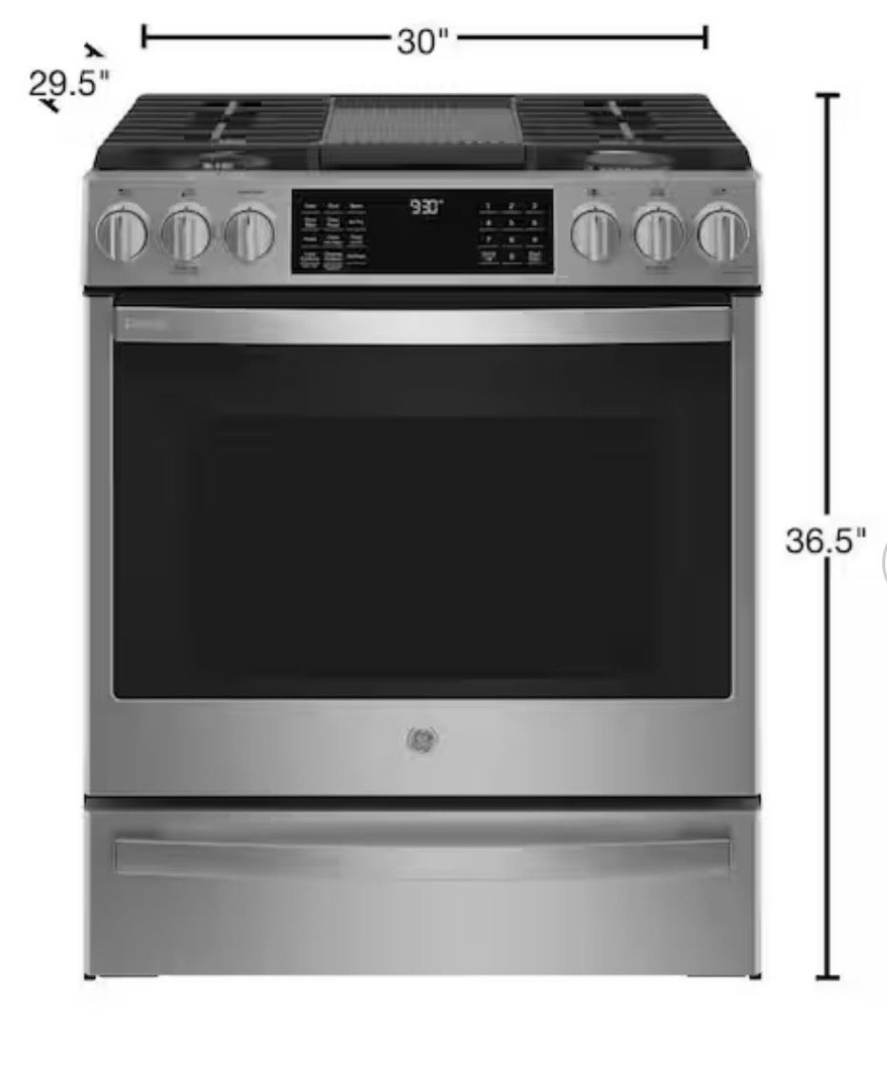 Profile 30 in. 5 Burner Smart Slide-In Gas Range in Fingerprint Resistant Stainless with Convection and Air Fry