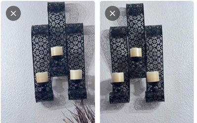 Black Metal Candle Wall Sconce