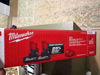 Milwaukee M12 XC5.0 Batteries 2-pack and charger   NEW