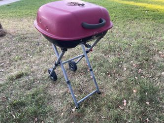 Portable Charcoal Grill in Red with Charcoal Tray and Grate