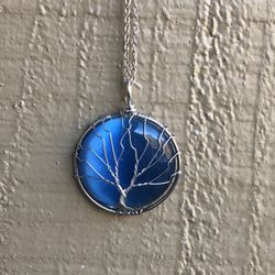 Blue Gemstone Necklace- New 18 inches 