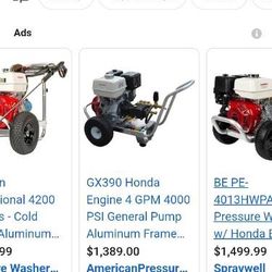 Honda Comercial Pressure Washer 4000psi Used Works Great Comes With Hose And Gun Also Tips New 