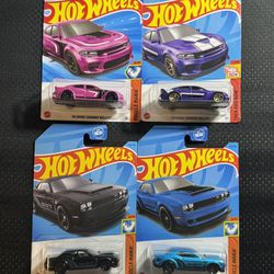 Set Of 4 Dodge Charger & Challenger Hell Cat/ SRT Demon Hot Wheels 