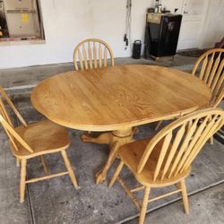 Oak Table With Chairs And Barstools 