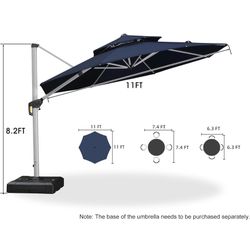 11FT Large Cantilever Patio Umbrella – NO BASE INCLUDED – LA Pickup