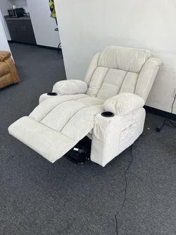 Sofa Recliner And Lift Chair Couch - White Beige Fabric 