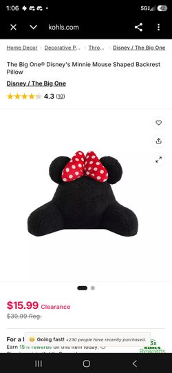 Disney Minnie Mouse Shaped Backrest Pillow