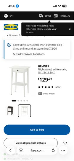 White side tables, some normal wear and tear