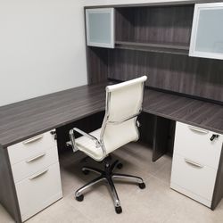 MODERN GRAY&WHITE OFFICE DESK SET UP!!