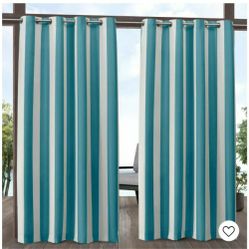 Canopy Striped Grommet Top Light Filtering Window Curtain Panels - Exclusive Home

