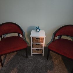 2pcs Burgundy chairs, well made with hickory wood