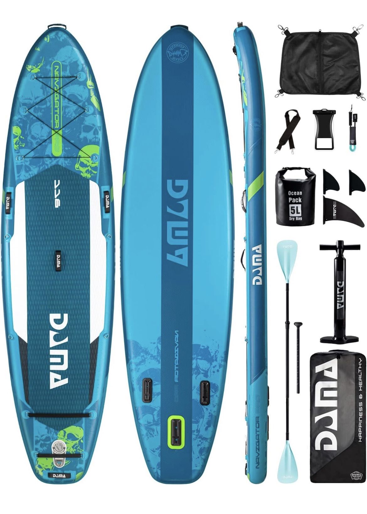 Dama Inflatable SUP 11'6"*35", Standup Paddleboard Adjustable 4 Piece 2 in 1 SUP Paddle, Fishing Paddle Board SUP, Stand Up Paddle Board for Fishing,