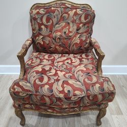 Large Red Ornate Armchair