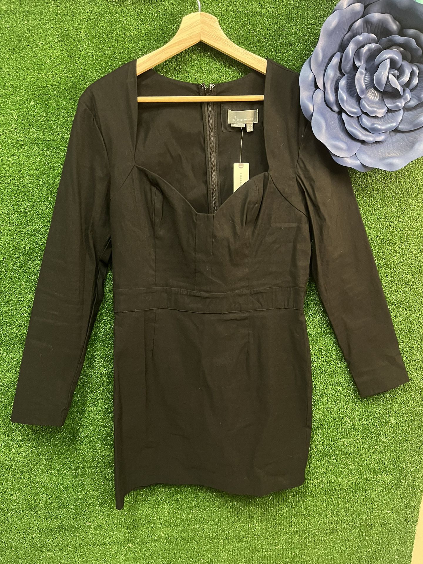 Anthropologie Black Long Sleeve Dress Size 14 NWT Brand New