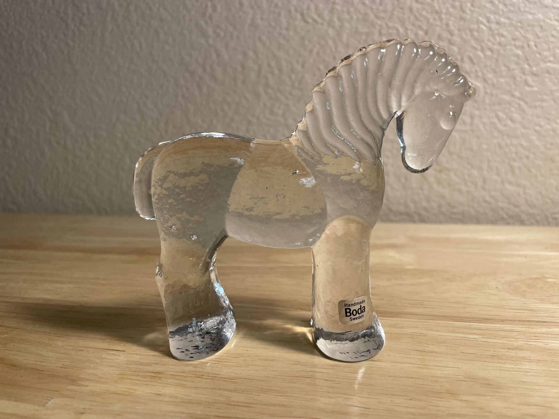 Vintage Kosta Boda Bertil Vallien Horse Crystal Art Glass Figurine Paperweight Sculpture
