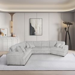 New. Sectional With Pullout & Storage. 