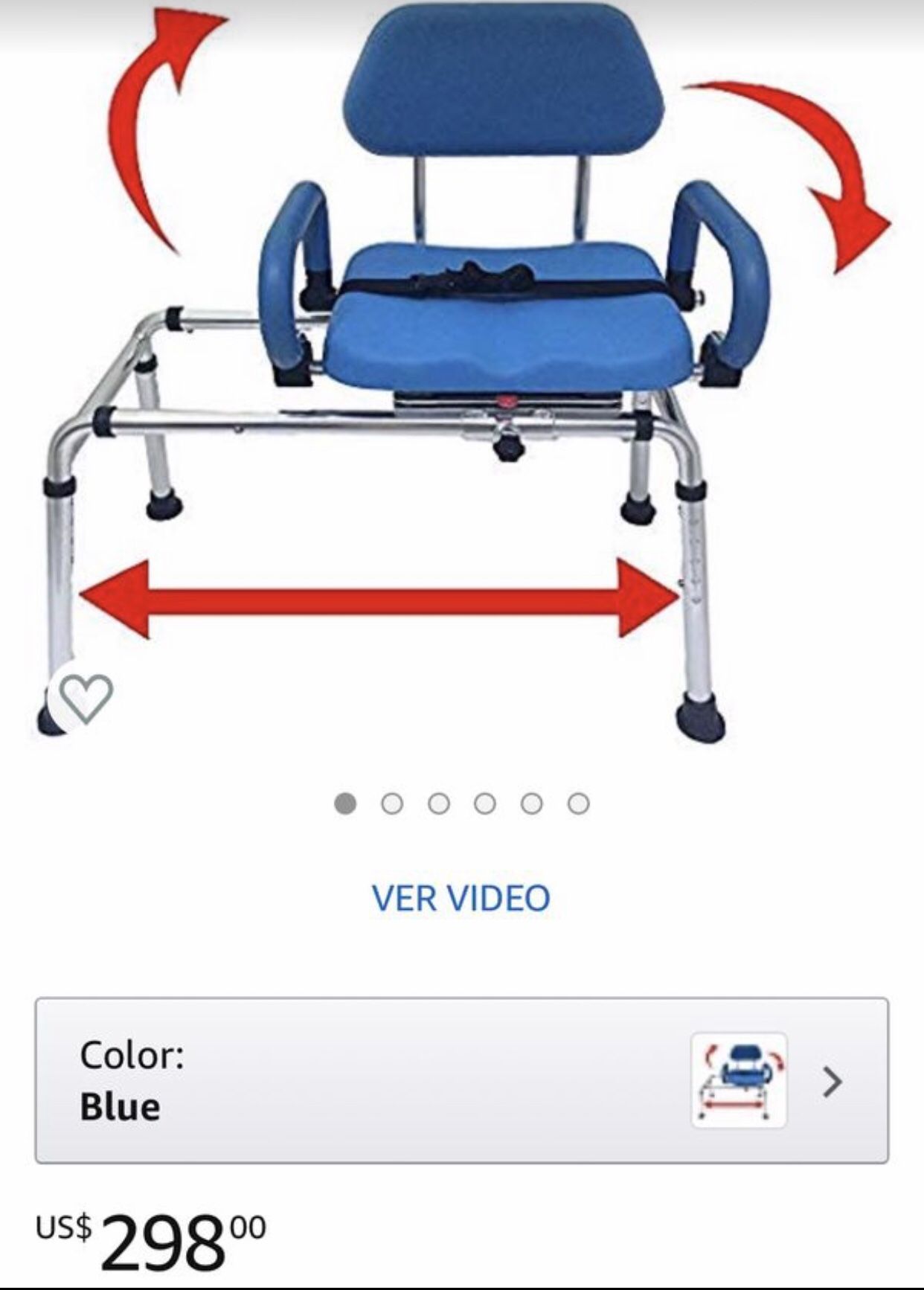 Transfer Bench/Shower Chair w/Swivel Seat-Platinum Health