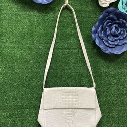 Vintage Robert Ferenc White Faux Animal Skin Large Crossbody Bag