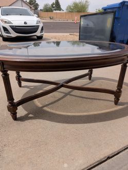 Oval Coffee Table with Glass Top