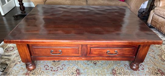 Large Wood Coffee Table with Drawers